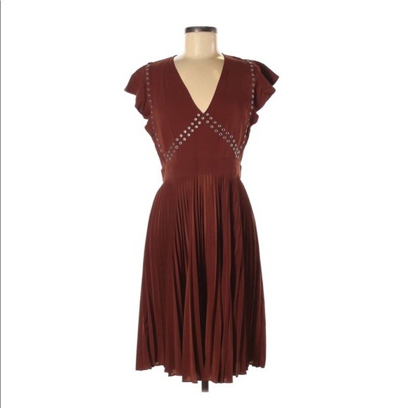 A.L.C. Barney’s Pleated Skirt Studded Ruffle Dress 8 - Picture 1 of 6